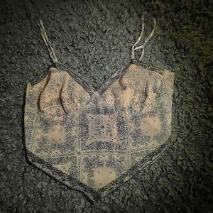 Black and Tan bandana tank with black lace trim.